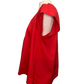 Linen V Neck Cap Sleeve Top Red