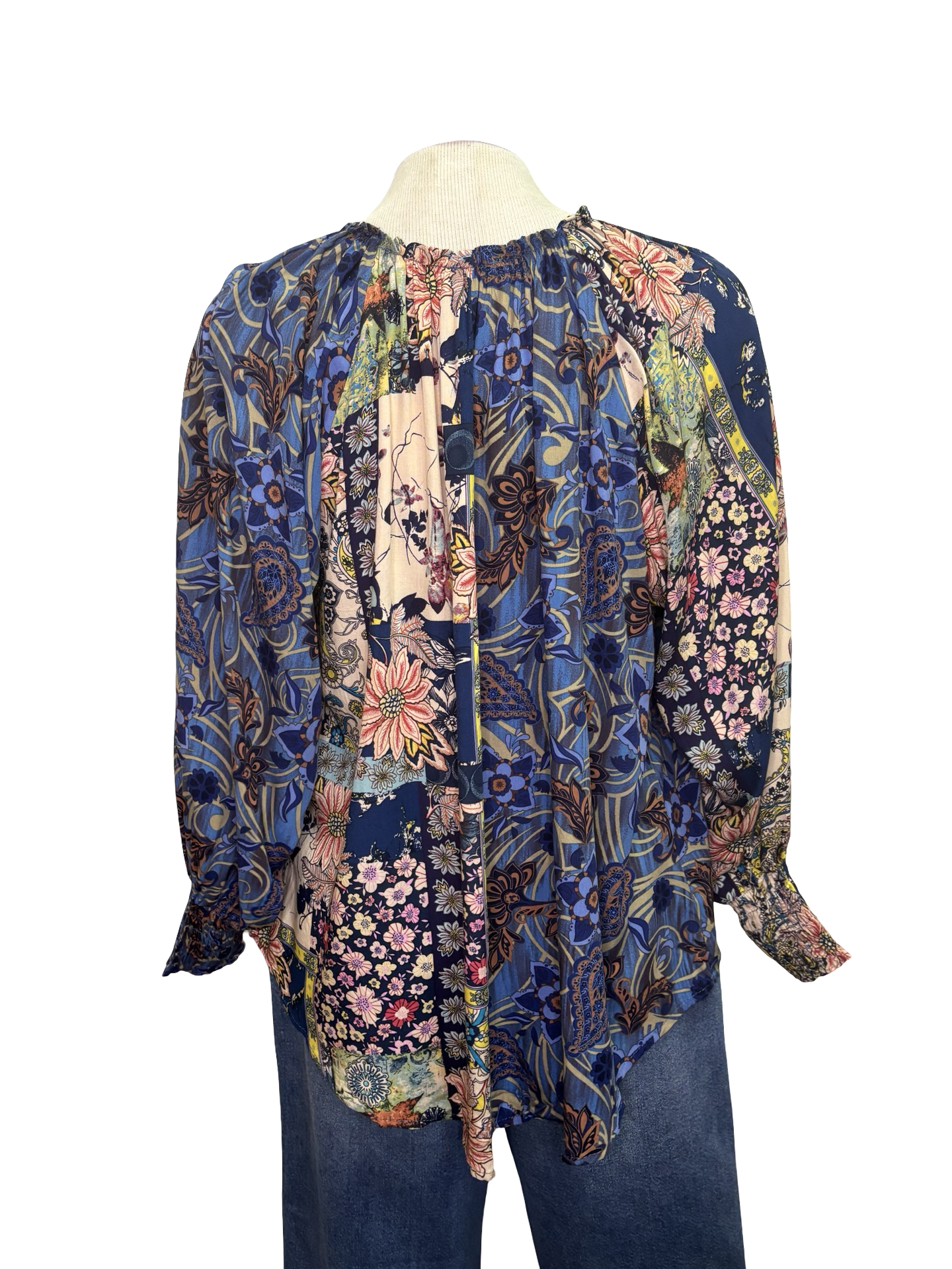 Mixed Print Long Sleeve Top Midnight