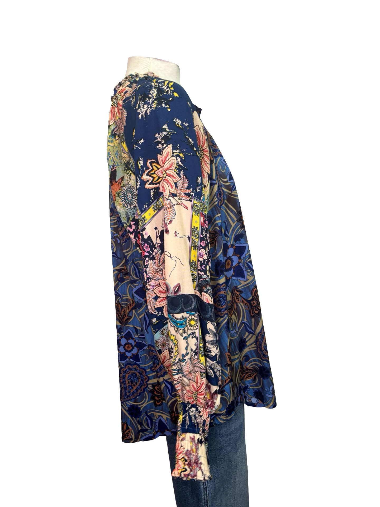 Mixed Print Long Sleeve Top Midnight