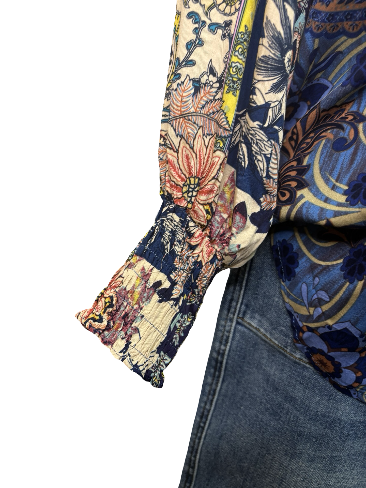 Mixed Print Long Sleeve Top Midnight