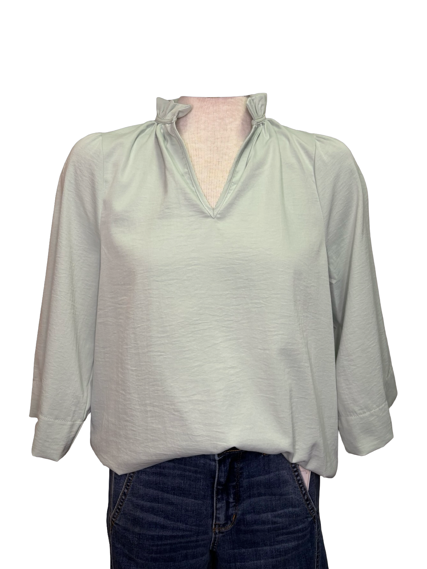 Ruffled Neck Blouse Mint