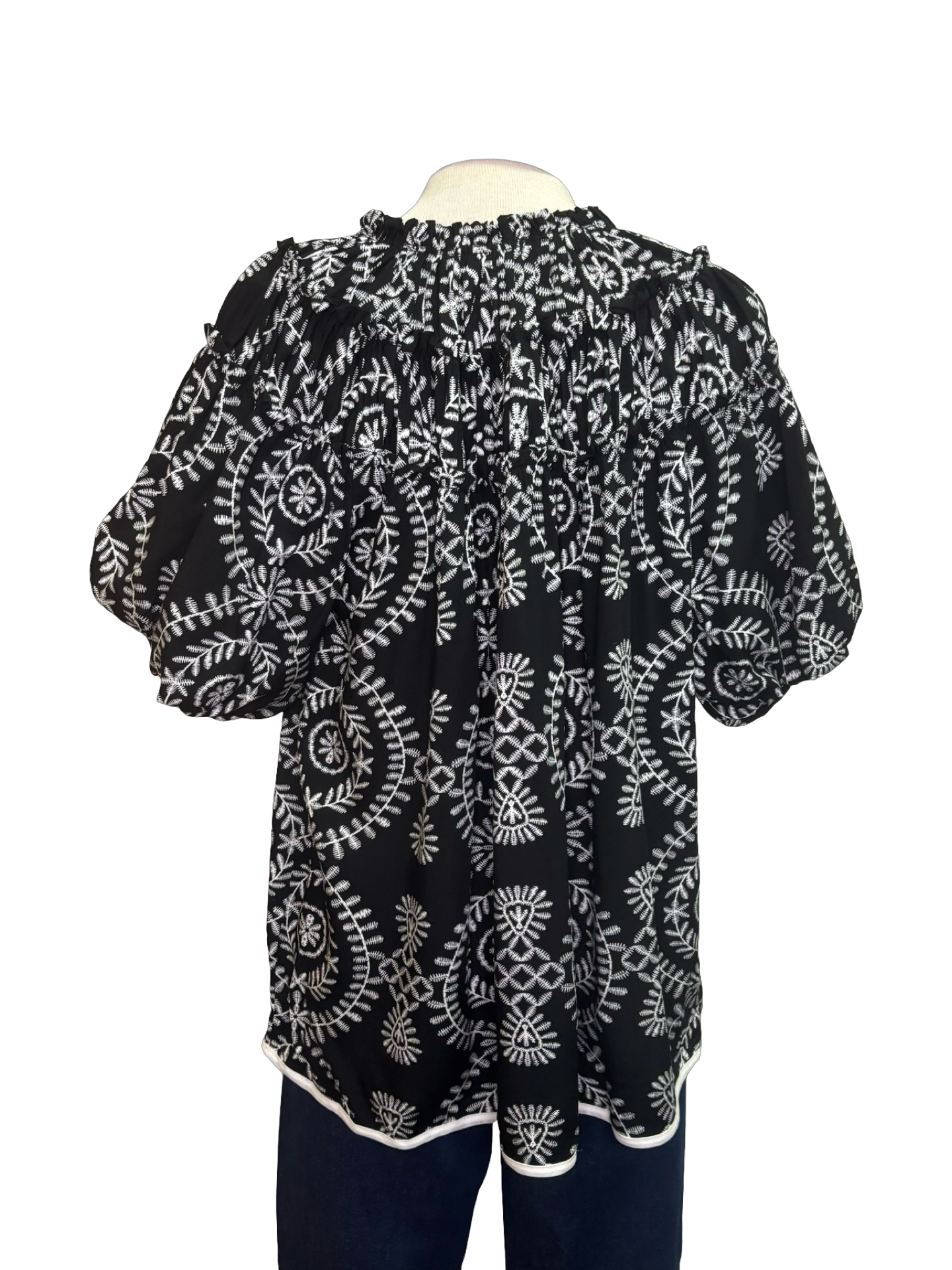 Short Puff Sleeve Top Black
