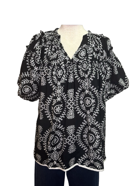 Short Puff Sleeve Top Black