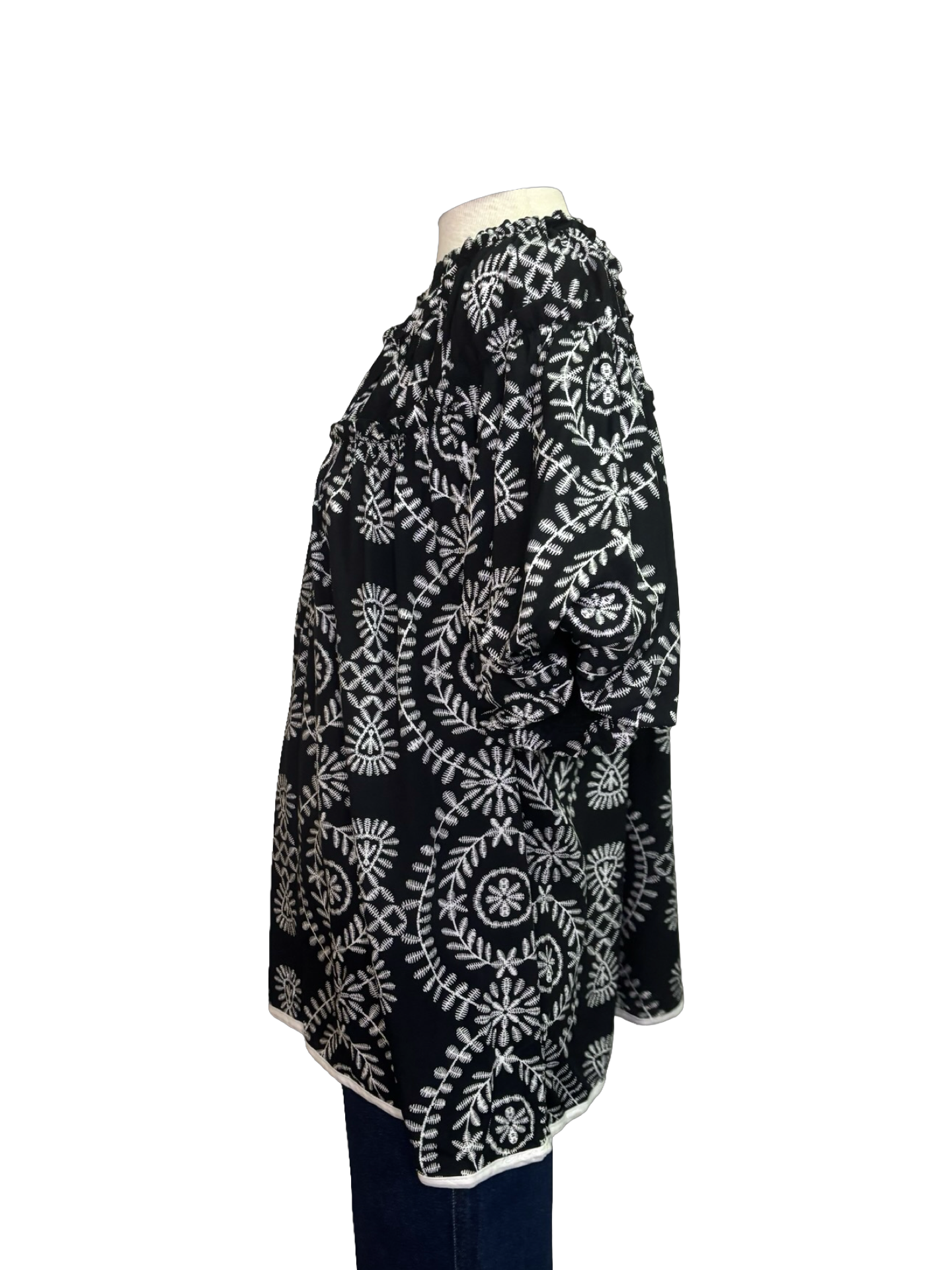 Short Puff Sleeve Top Black