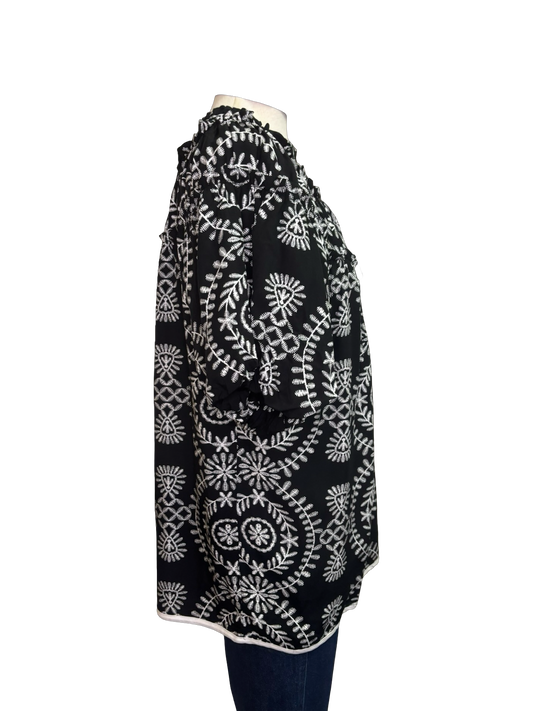 Short Puff Sleeve Top Black