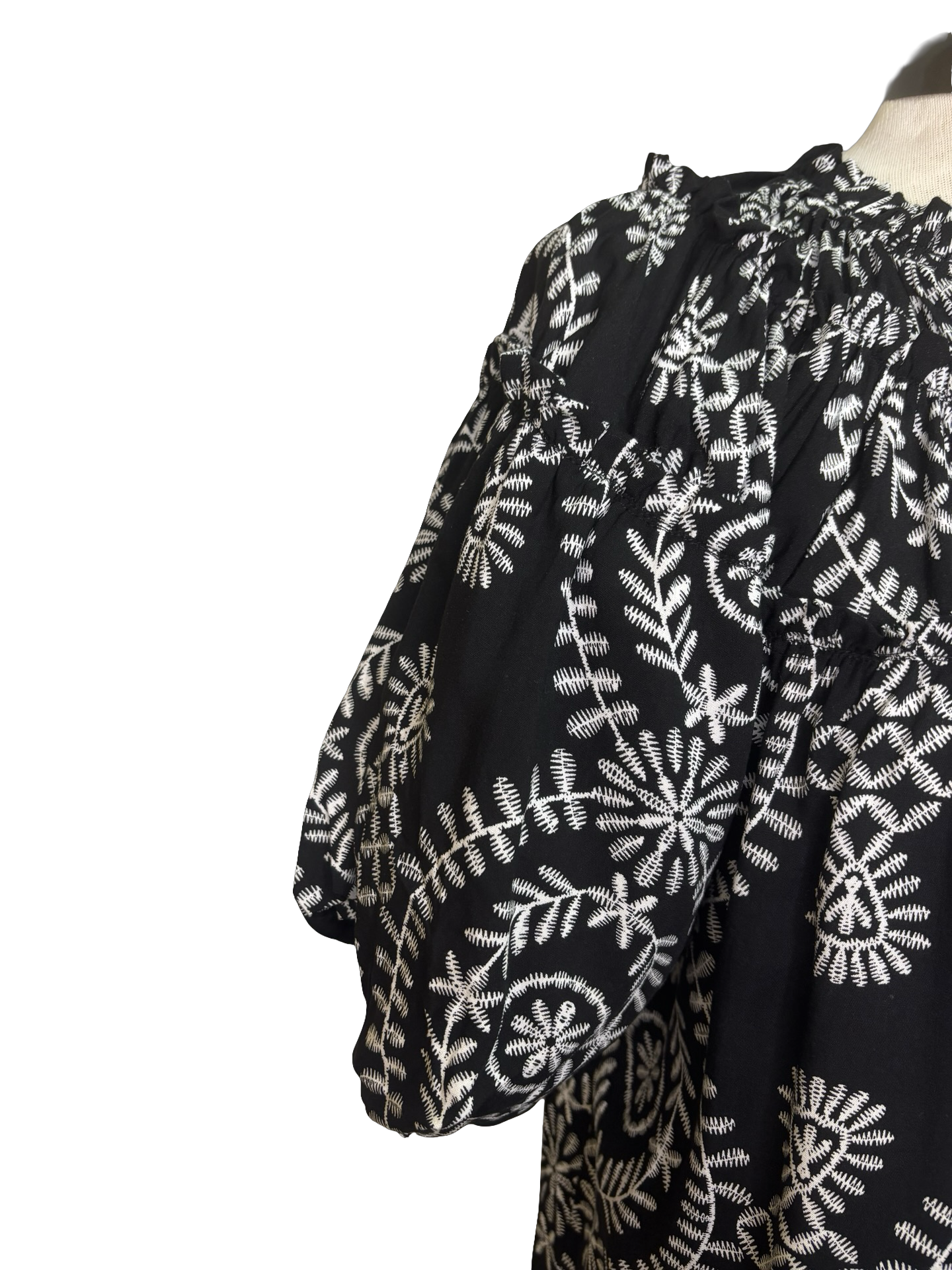 Short Puff Sleeve Top Black