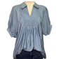 Smocked Puff Sleeve Top Lt Denim
