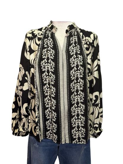 Long Sleeve Ruffled Neck Blouse