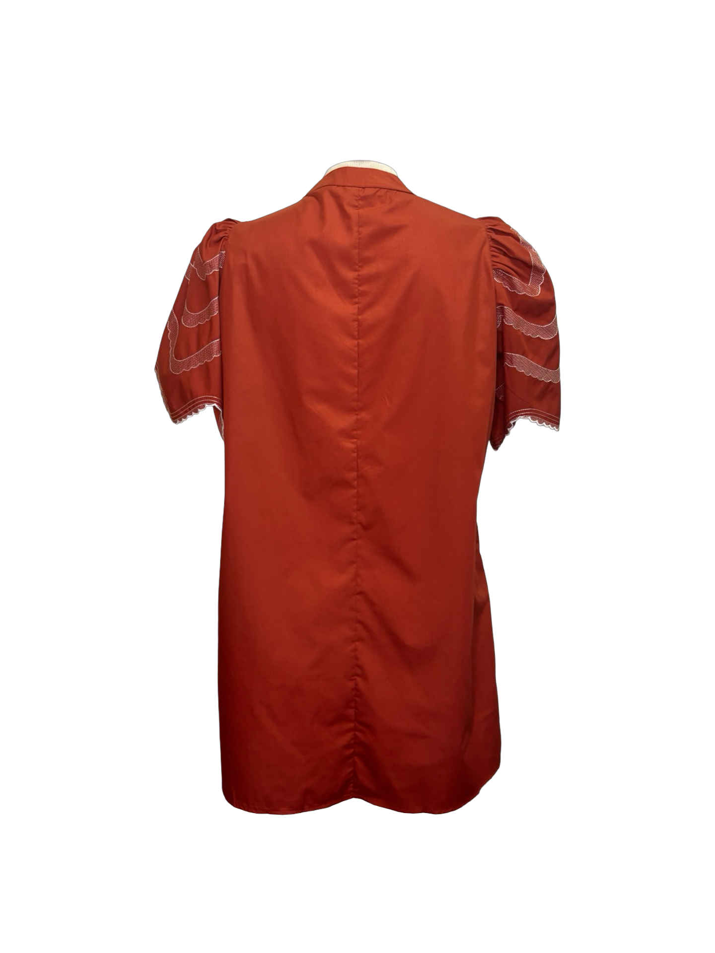 Balloon Sleeve Mini Dress Rust