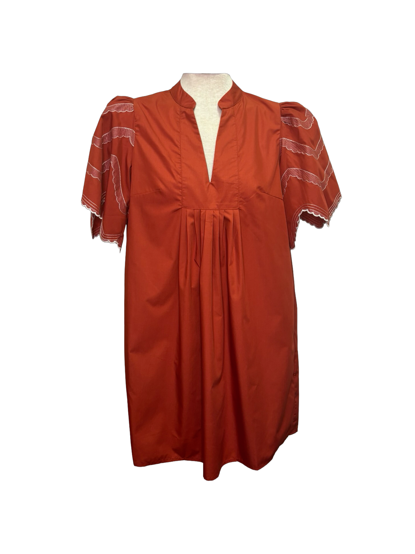 Balloon Sleeve Mini Dress Rust
