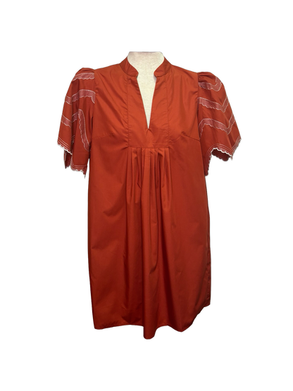 Balloon Sleeve Mini Dress Rust