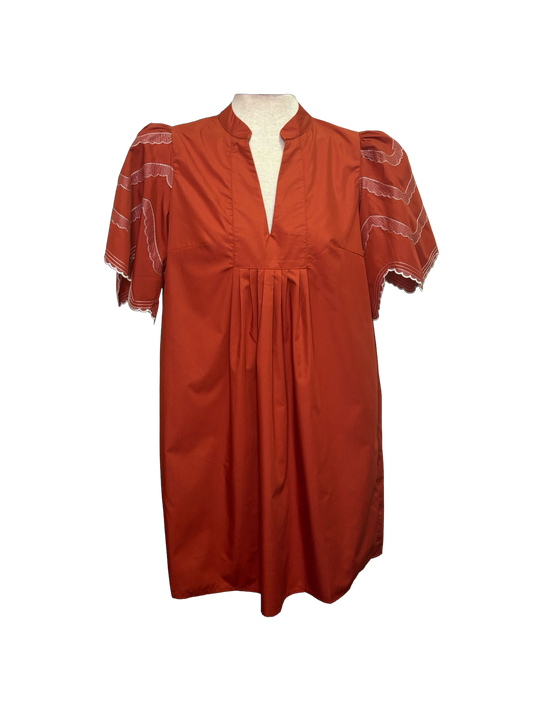 Balloon Sleeve Mini Dress Rust
