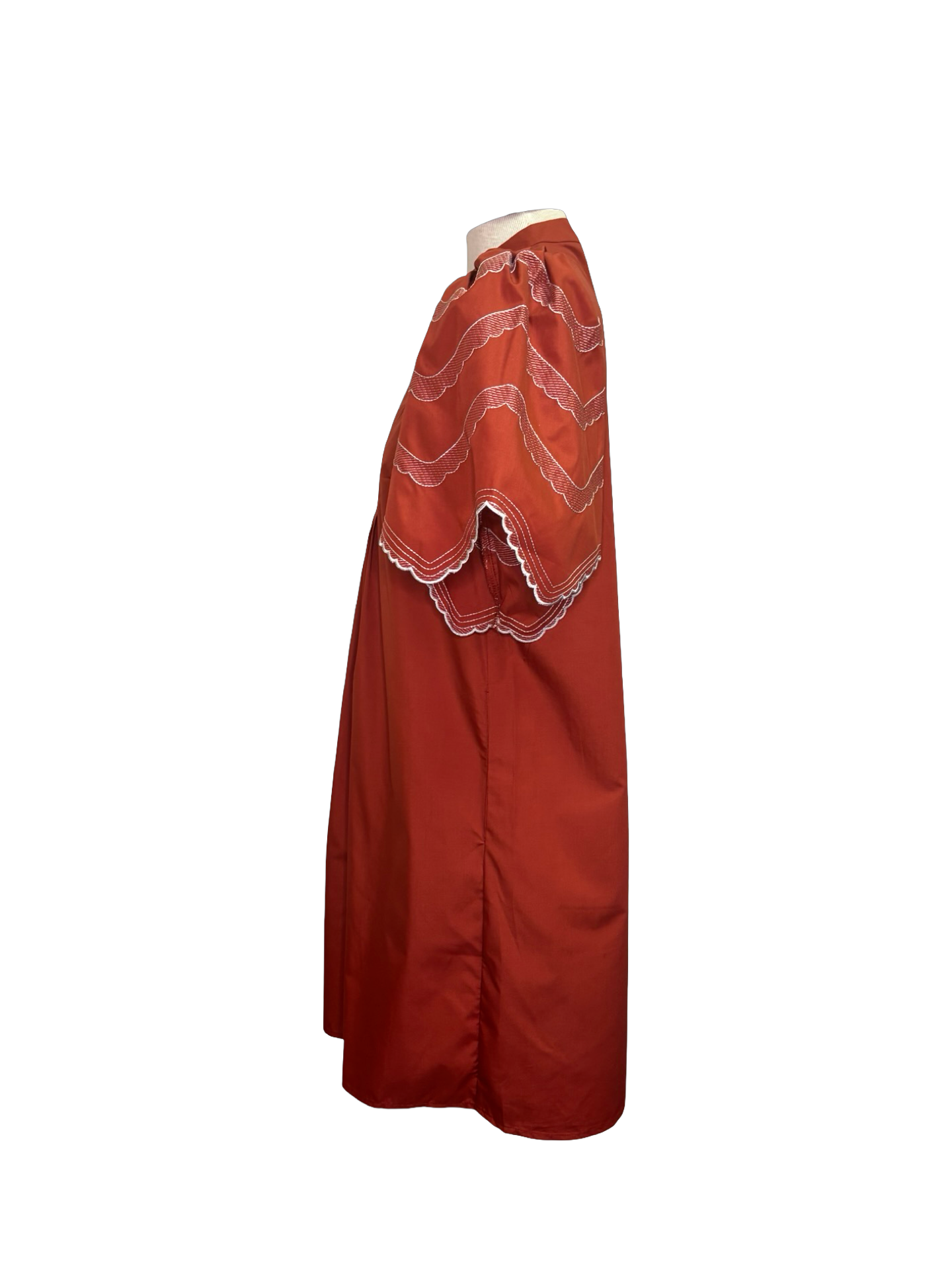 Balloon Sleeve Mini Dress Rust