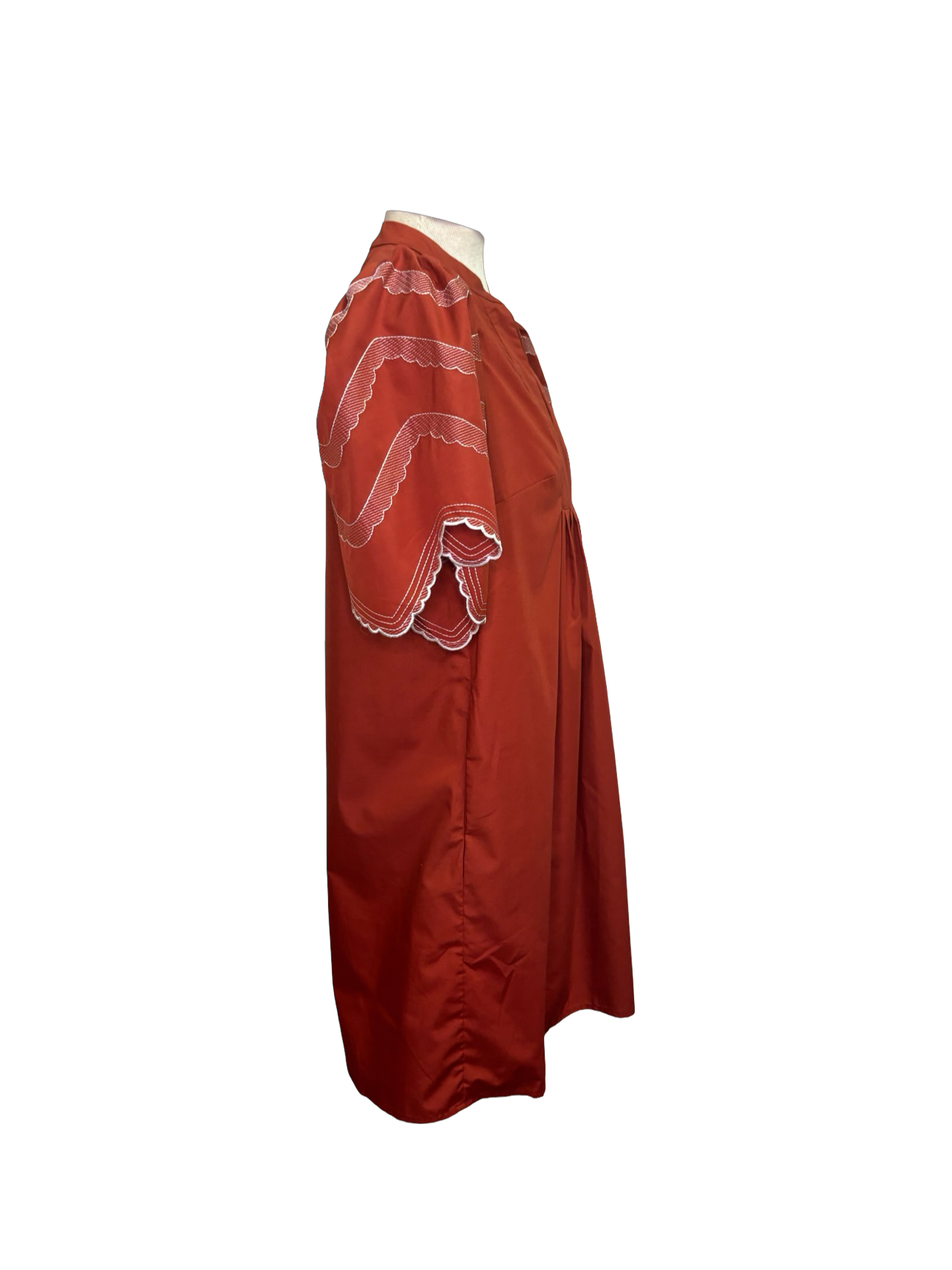 Balloon Sleeve Mini Dress Rust