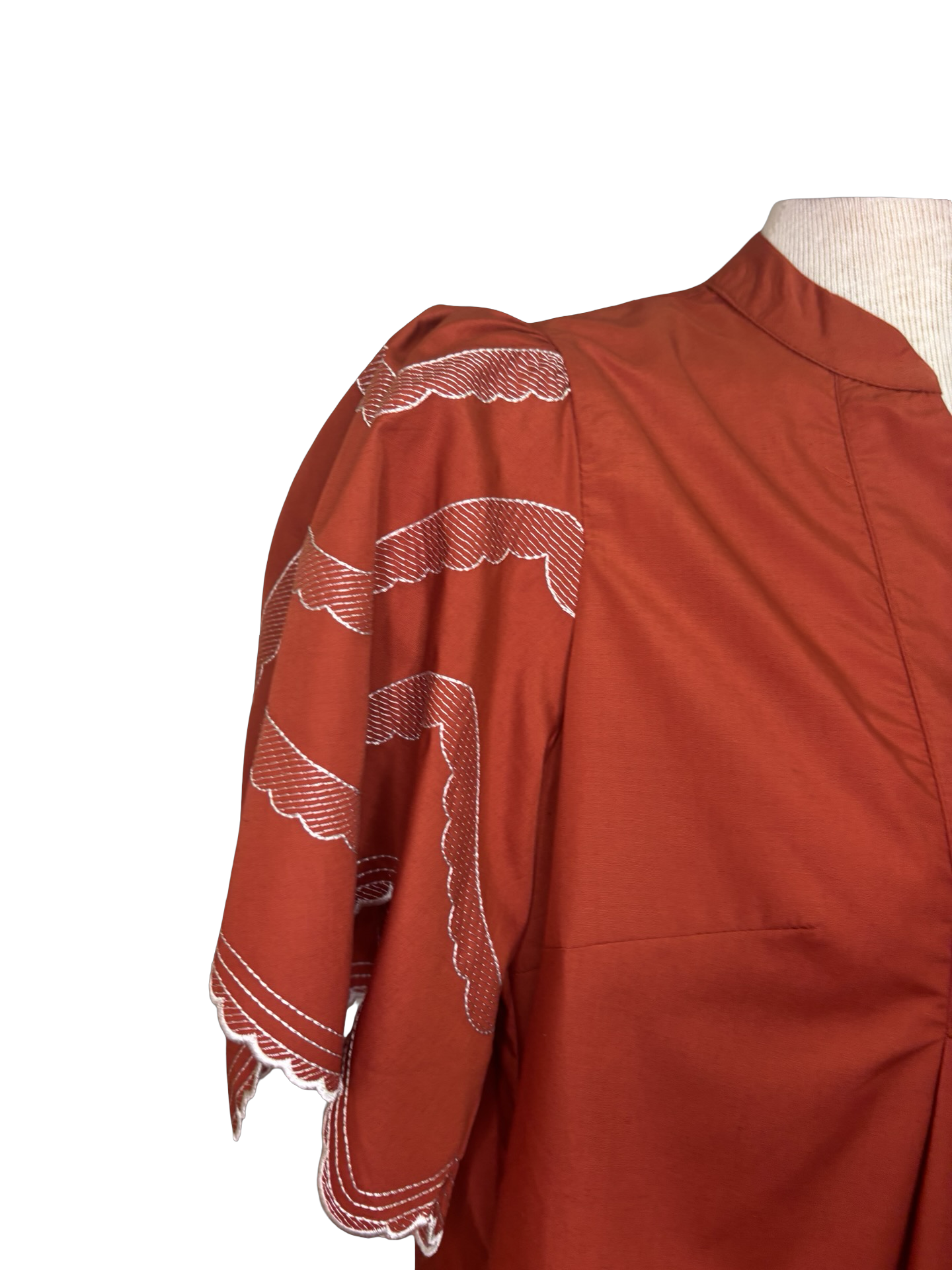 Balloon Sleeve Mini Dress Rust