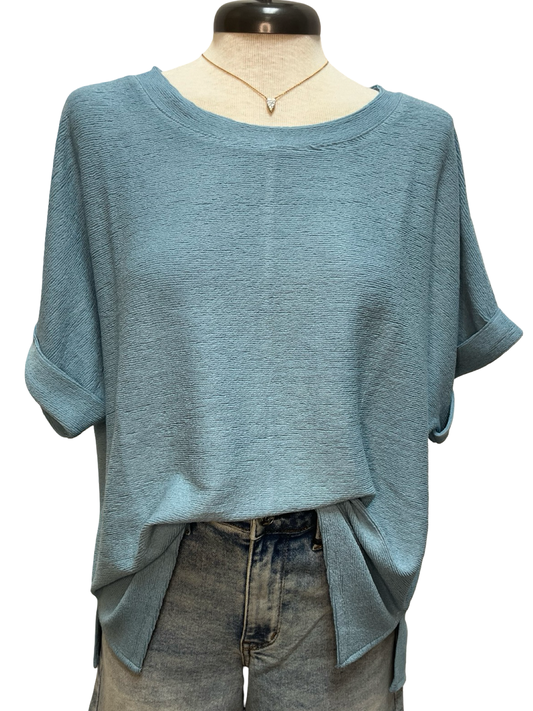 Dolman Sleeve Knit Top Blue