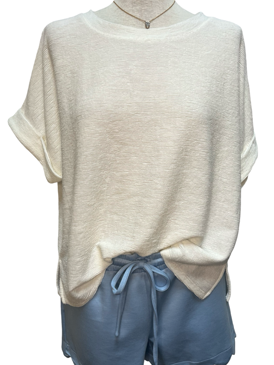 Dolman Sleeve Knit Top White