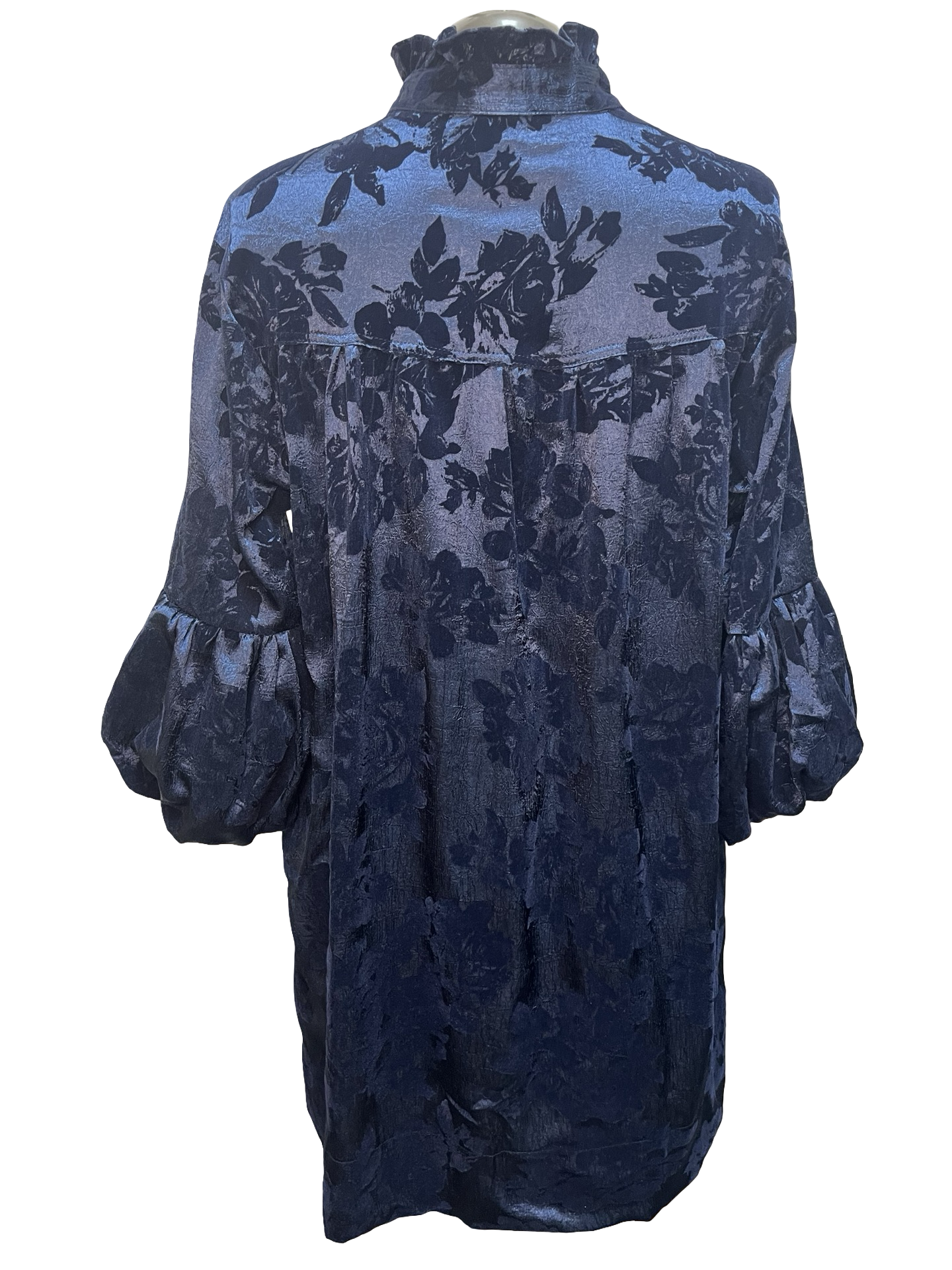 Floral Ruffle Neck Dress Midnight