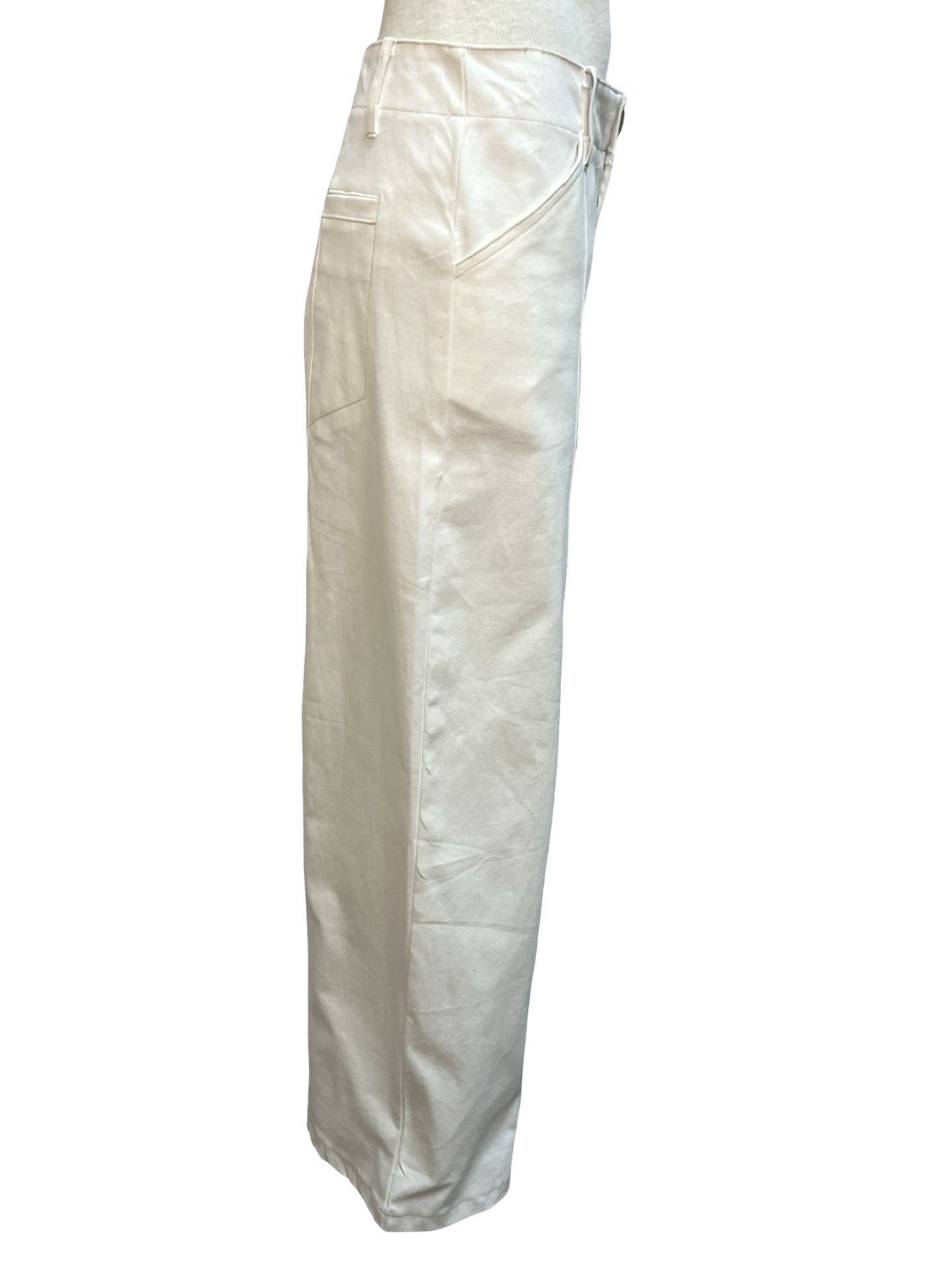 High Rise Stitch Seamed Crop Pants Ivory