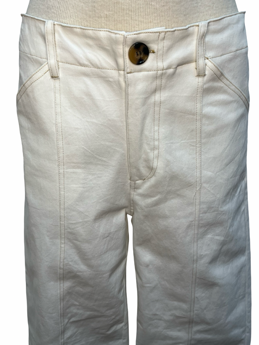 High Rise Stitch Seamed Crop Pants Ivory