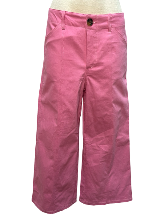 High Rise Stitch Seamed Crop Pants Pink