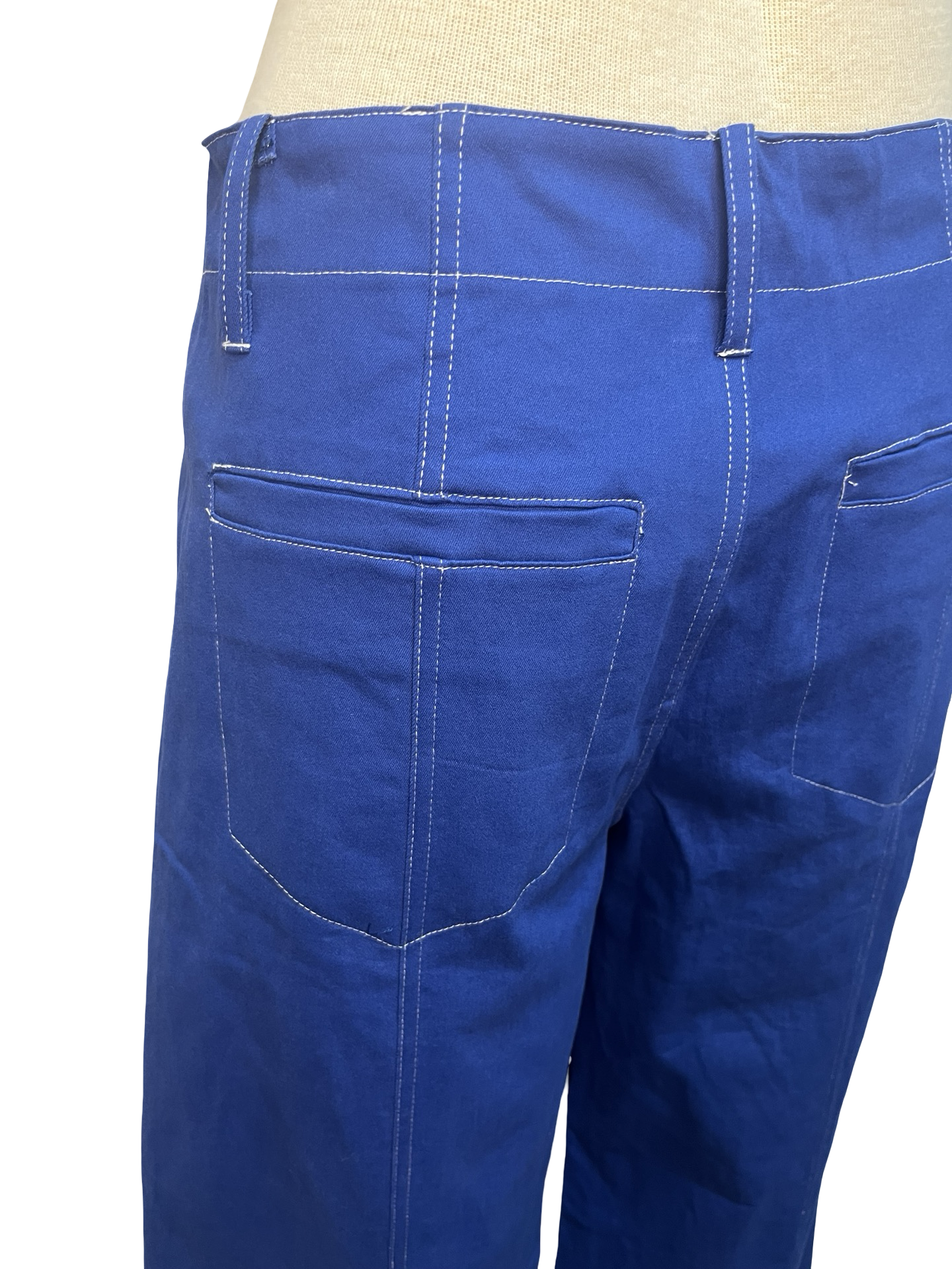High Rise Stitch Seamed Crop Pants Royal Blue