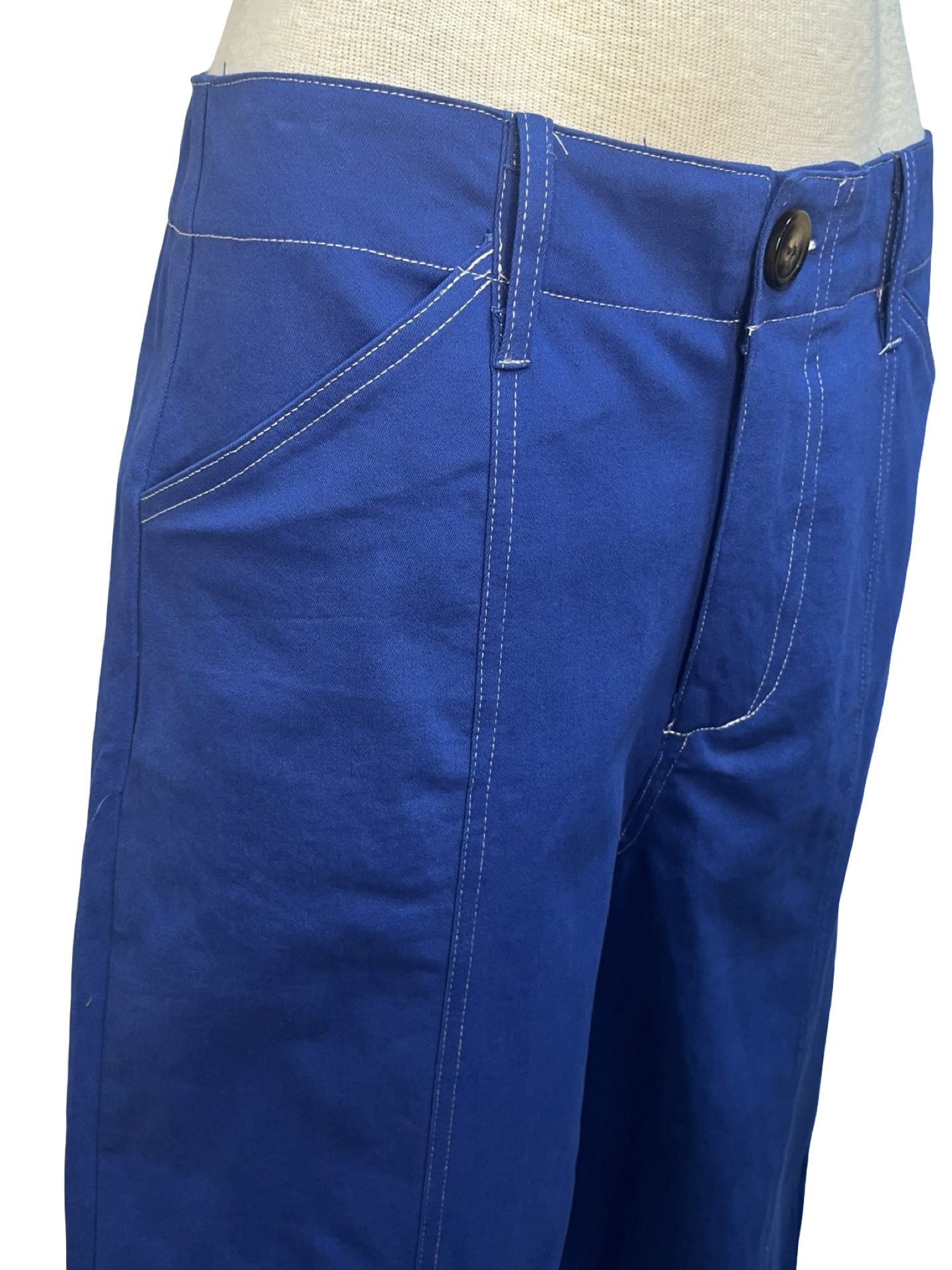 High Rise Stitch Seamed Crop Pants Royal Blue