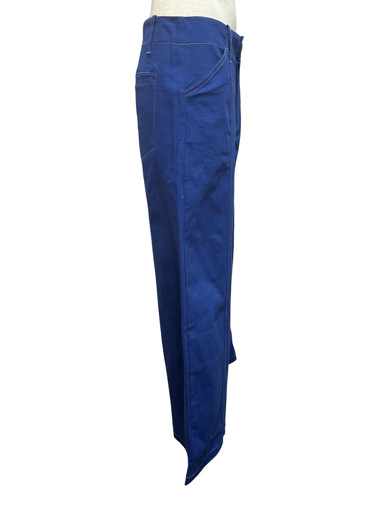 High Rise Stitch Seamed Crop Pants Royal Blue