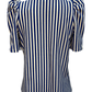 Round Neck Puff Sleeve Stripe Top Blue