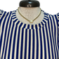 Round Neck Puff Sleeve Stripe Top Blue
