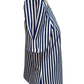 Round Neck Puff Sleeve Stripe Top Blue