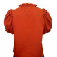 Ruffle V Neck Puff Sleeve Top Rust