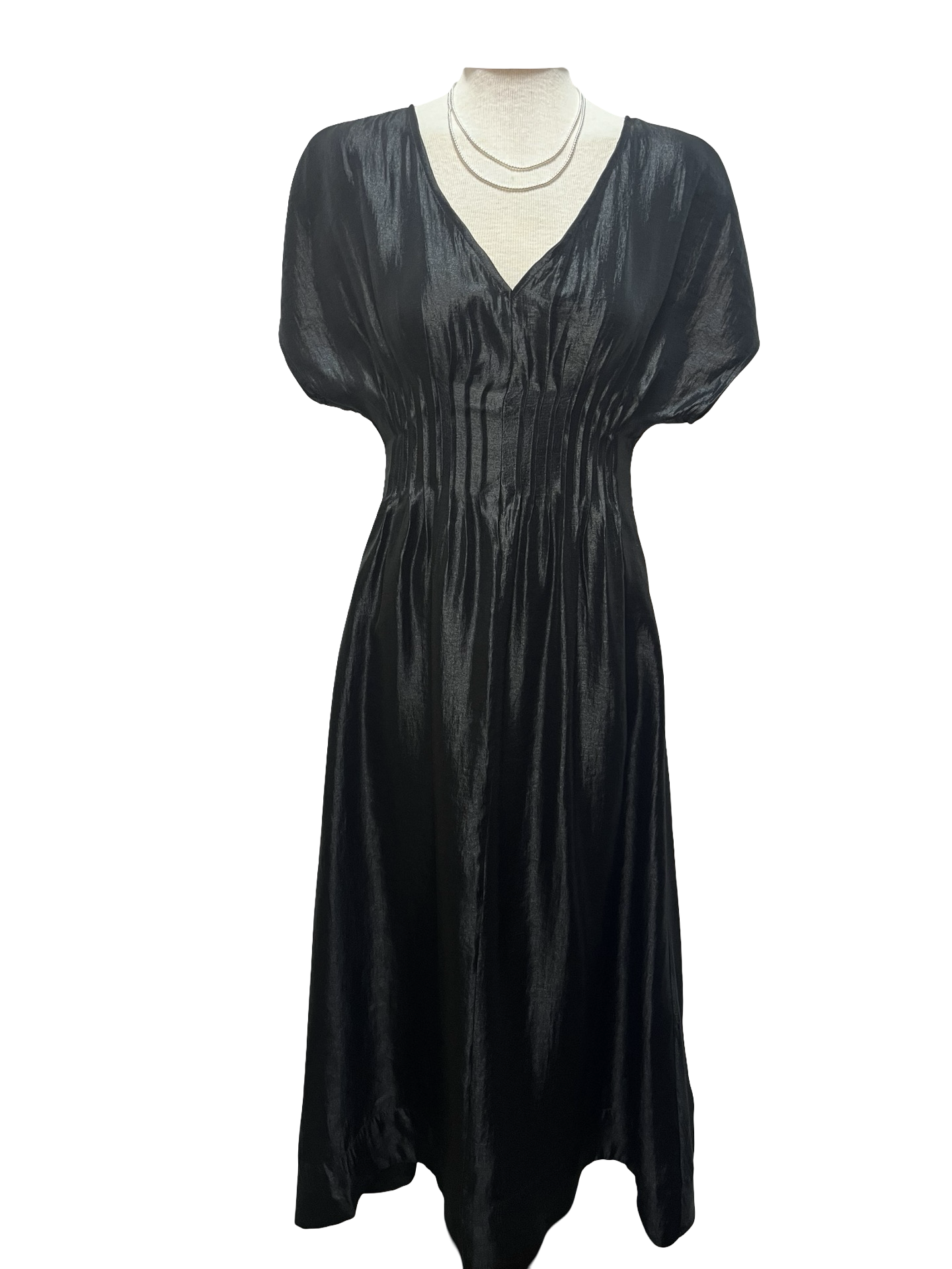 Short Sleeve Pintuck Maxi Dress