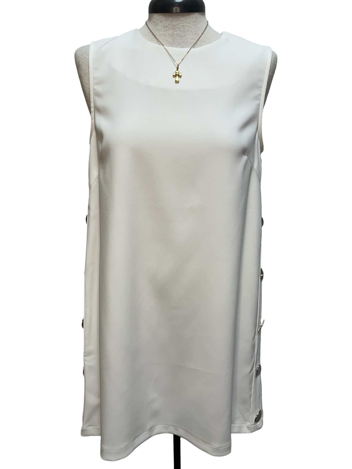 Sleeveless Shift Mini Dress White