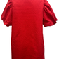 Textured Puff Sleeve Mini Dress Red