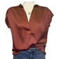 V Neck Drop Satin Blouse Brick