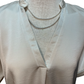 V Neck Placket Cuffs Sleeve Top Cream