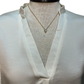 V Neck Placket Cuffs Sleeve Top Ivory