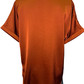 V Neck Placket Cuffs Sleeve Top Rust