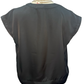 V Neck Placket Shirring Top Black