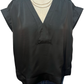 V Neck Placket Shirring Top Black