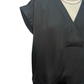V Neck Placket Shirring Top Black