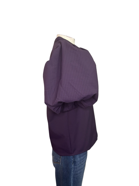 V Neck Puff Sleeve Top Purple