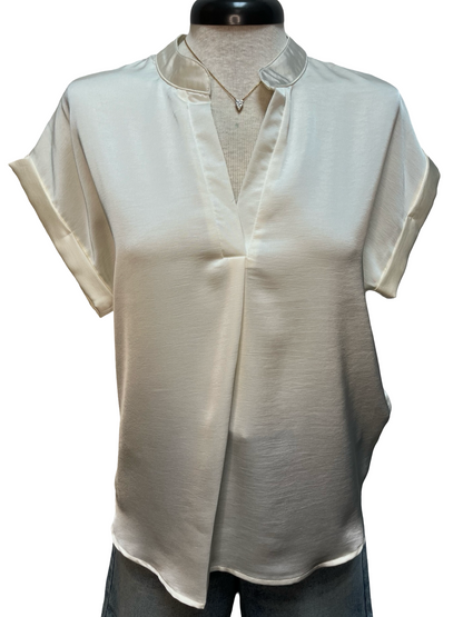 V Neck Short Sleeve Blouse