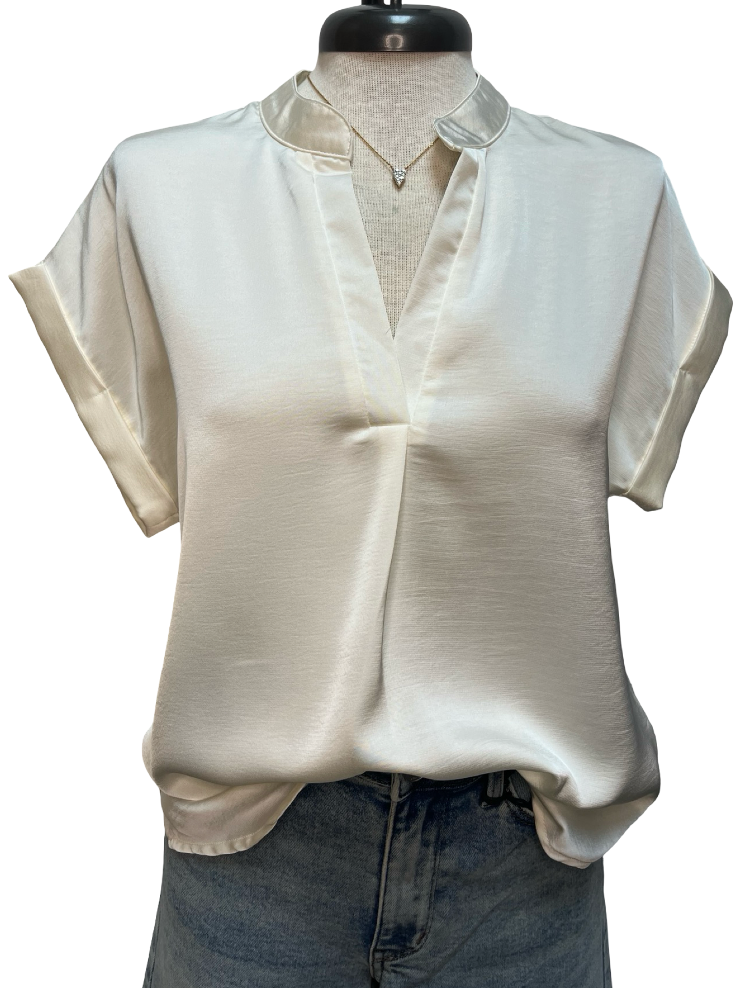 V Neck Short Sleeve Blouse