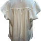 V Neckline Cap Sleeve Top Cream