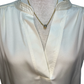 V Neckline Cap Sleeve Top Cream