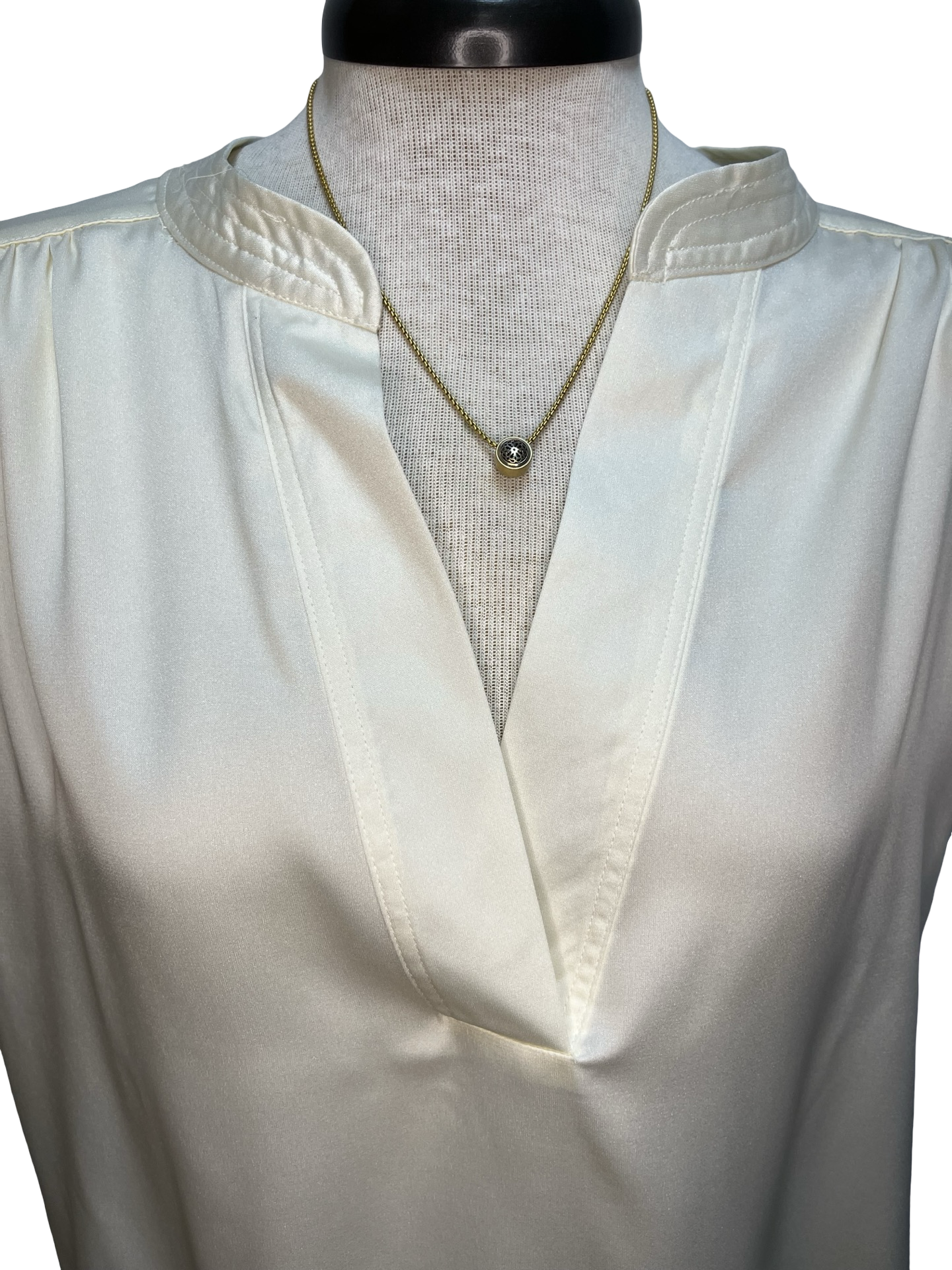 V Neckline Cap Sleeve Top Cream