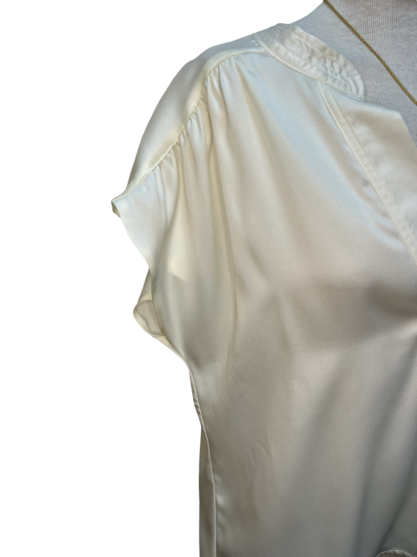 V Neckline Cap Sleeve Top Cream