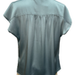 V Neckline Cap Sleeve Top Dusty Blue